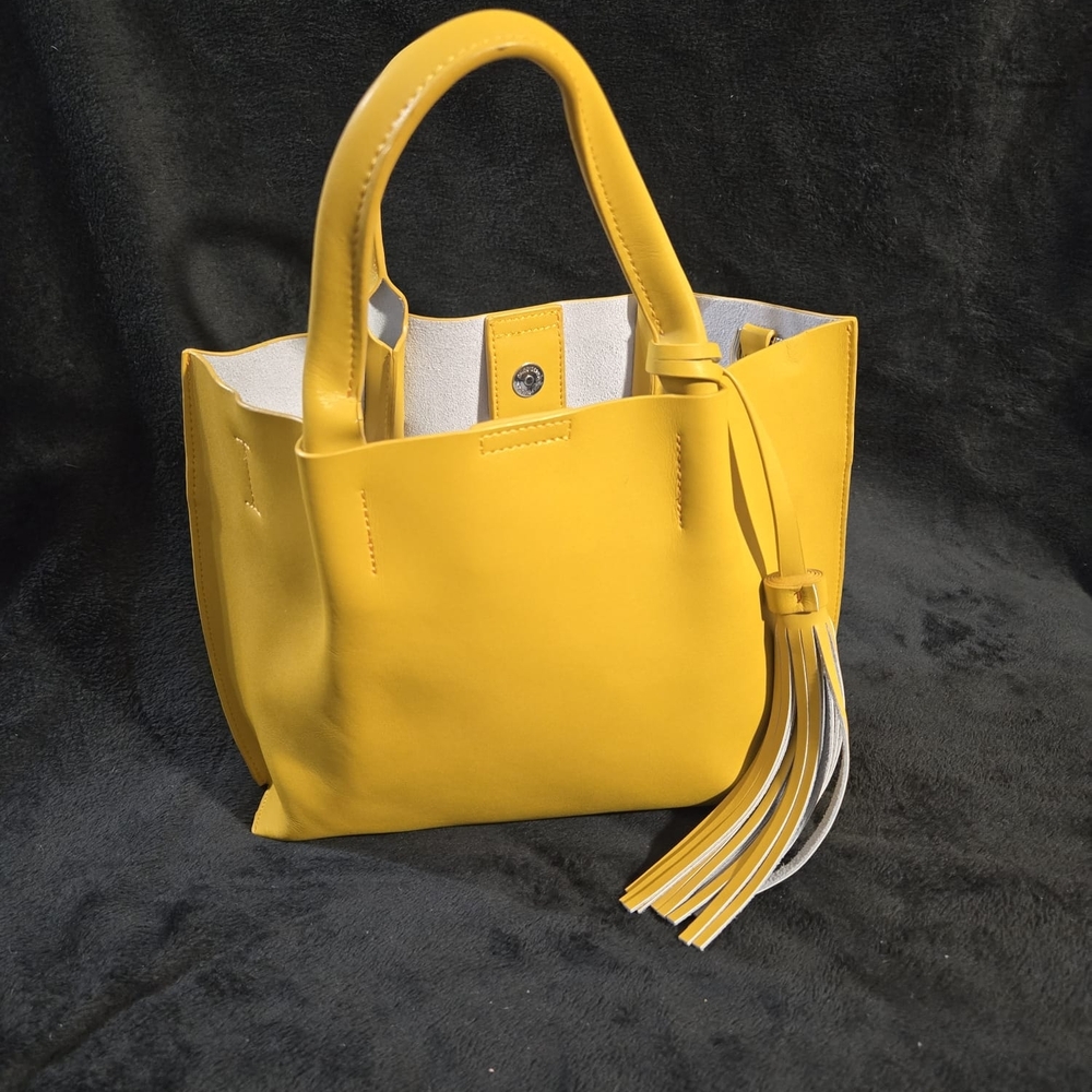 COLAB- Yellow Leather Tote Bag